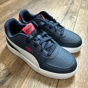 NEW! Puma Boy’s Navy and Red Athletic Shoes, Caven 2.0 Sneakers, Skater, Size 3